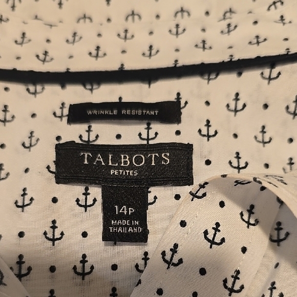 Talbots Black and White Coastal Sleeveless  Blouse 14P - Picture 2 of 4